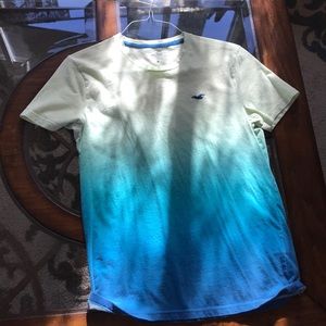 Hollister Blue and Green Faded Crew Neck Tee